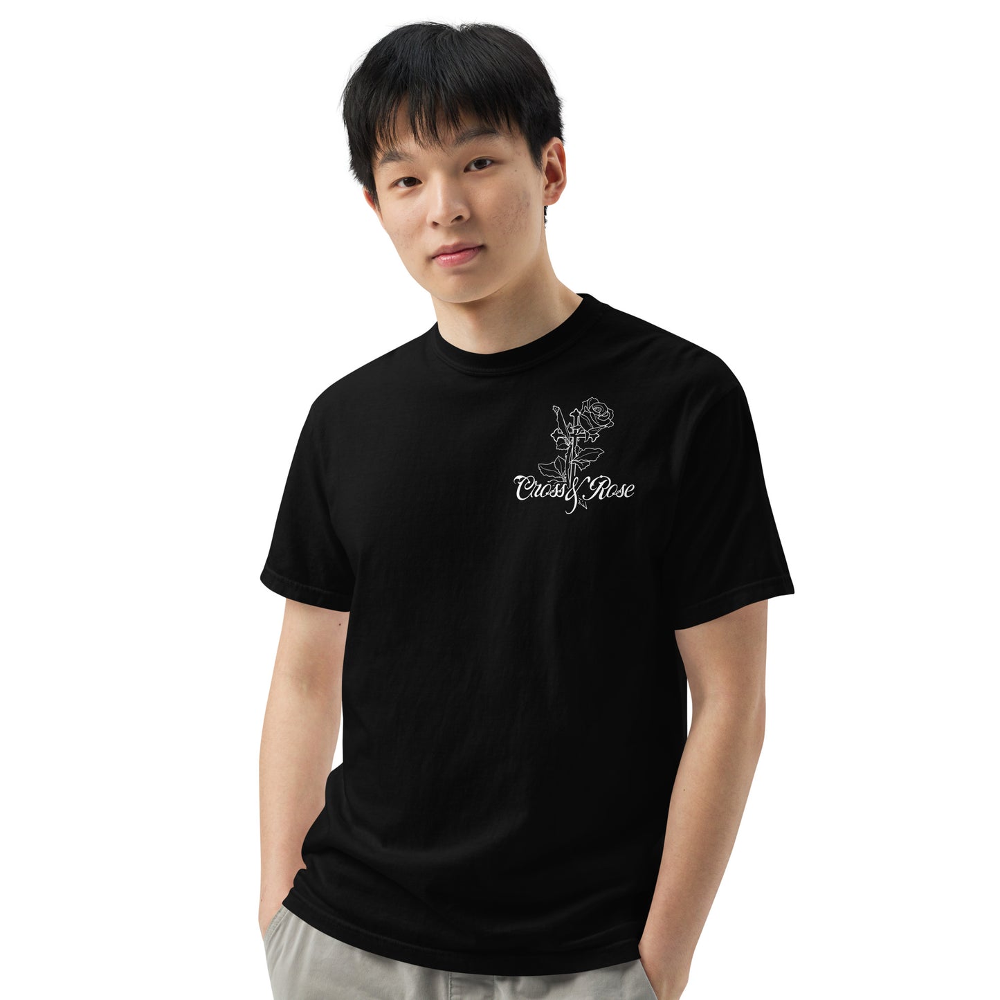 Cross&Rose black unisex garment-dyed heavyweight t-shirt
