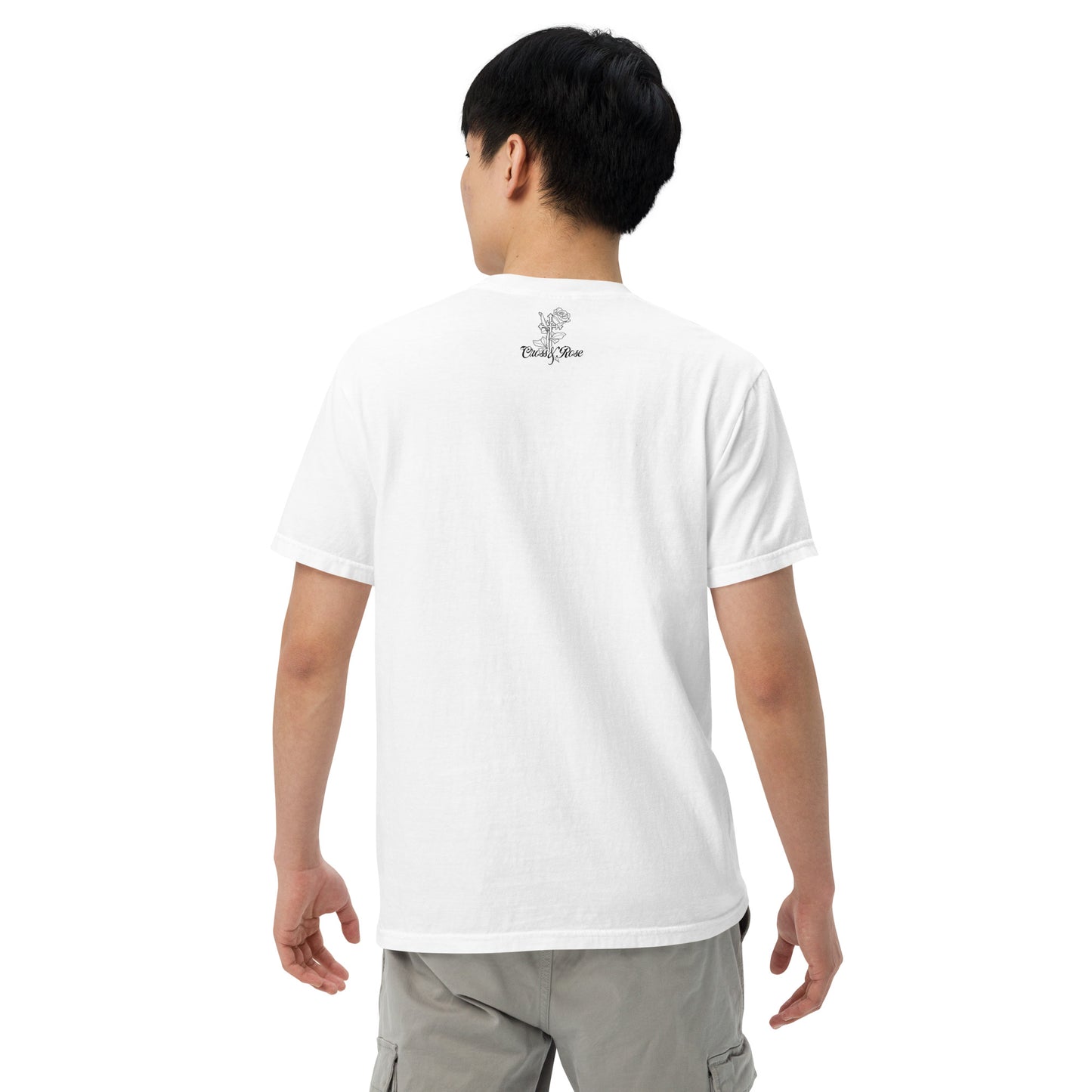 Cross&Rose white unisex garment-dyed heavyweight t-shirt