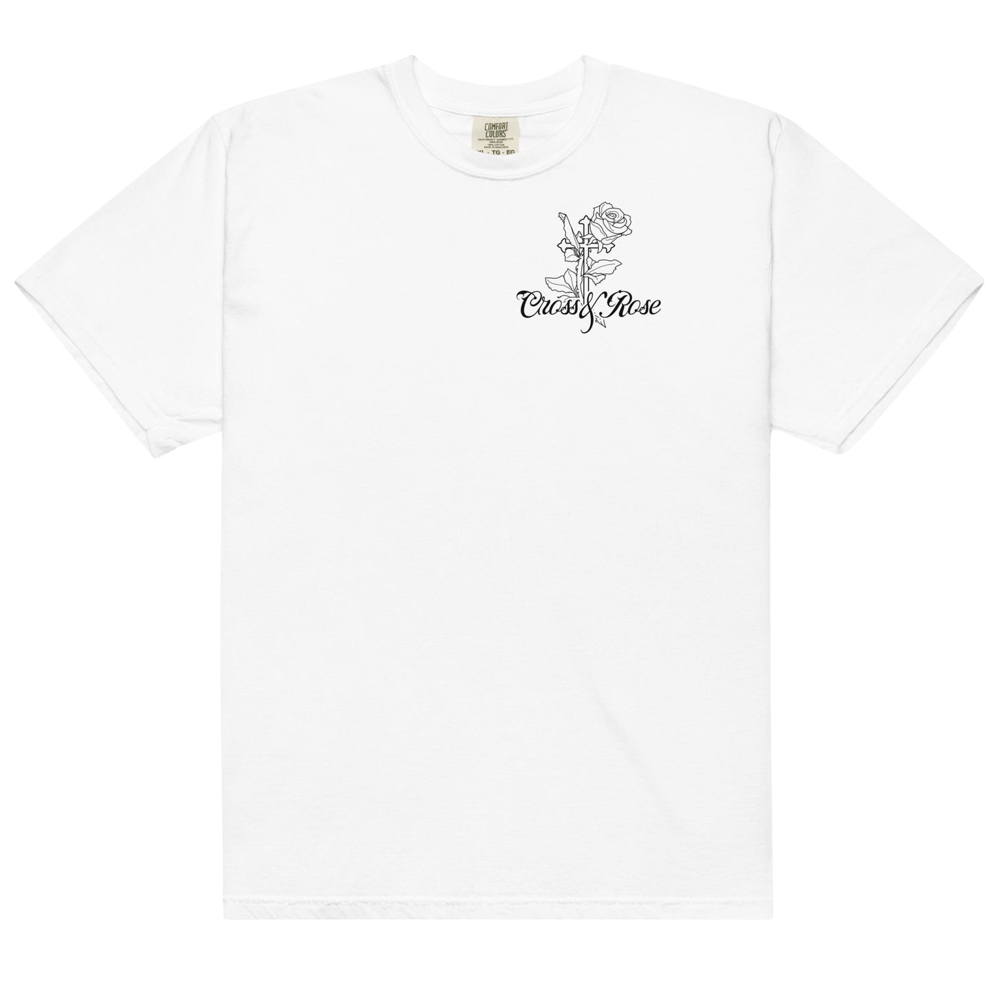 Cross&Rose white unisex garment-dyed heavyweight t-shirt